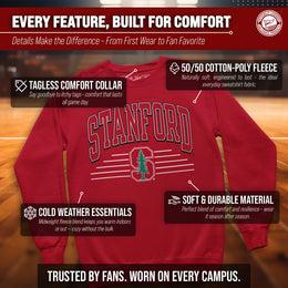 Stanford Cardinal NCAA Adult Unisex Overtime Classics Crewneck Fleece Sweatshirt - Cardinal