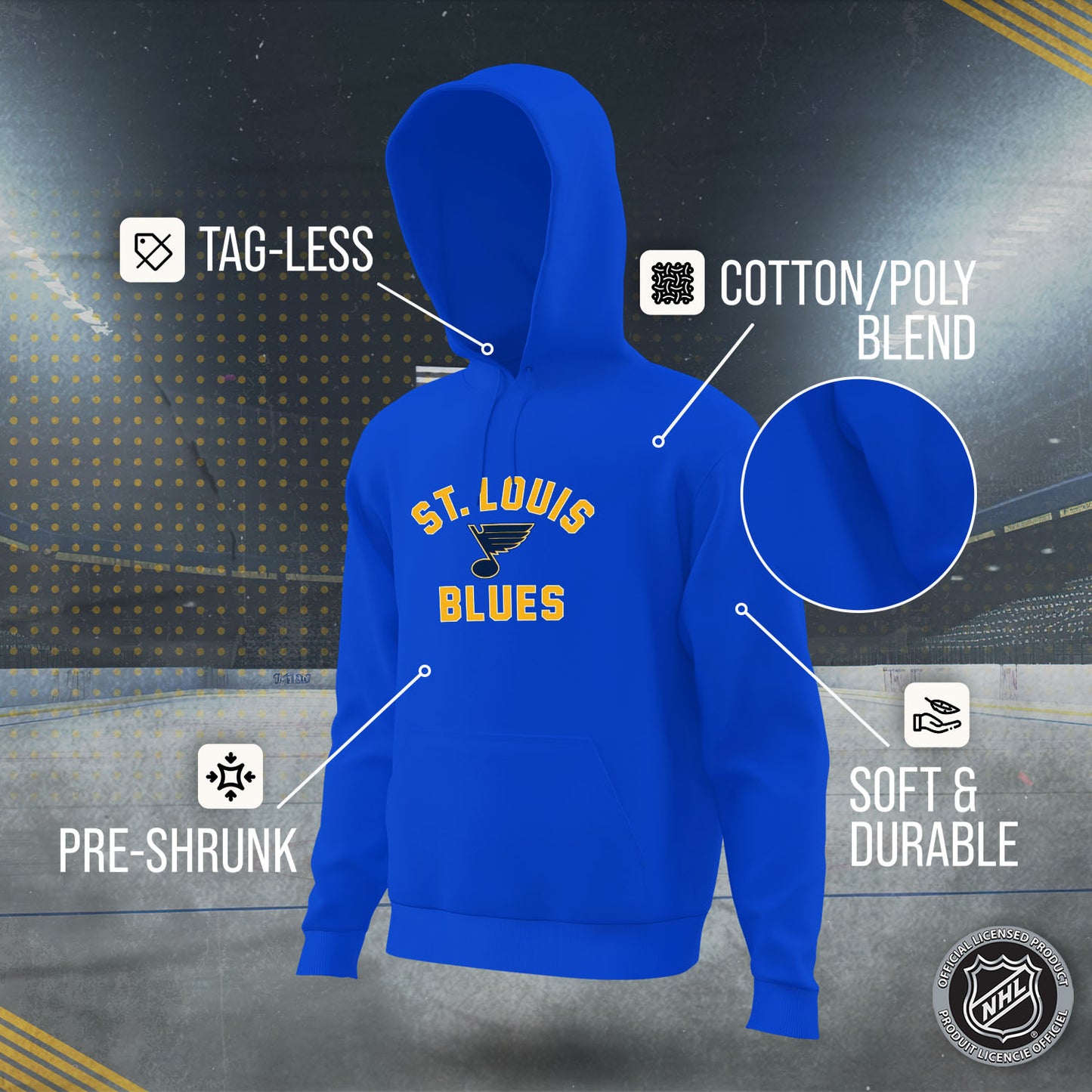 St. Louis Blues Adult NHL Gameday Hooded Sweatshirt - Royal