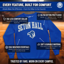 Seton Hall Pirates Adult Arch & Logo Soft Style Gameday Crewneck Sweatshirt - Royal