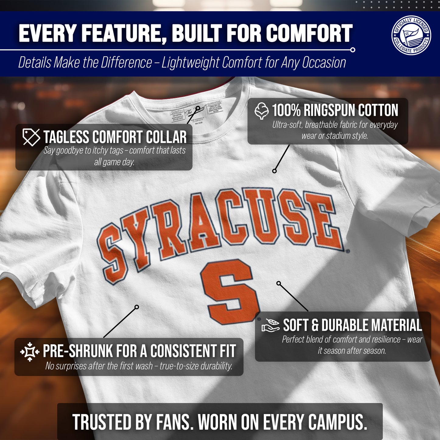 Syracuse Orange NCAA Adult Gameday Cotton T-Shirt - White