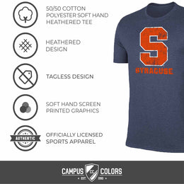 Syracuse Orange Adult MVP Heathered Cotton Blend T-Shirt - Navy
