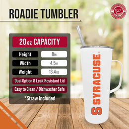 Syracuse Orange NCAA Stainless Steel 20oz Roadie With Handle & Dual Option Lid With Straw - White