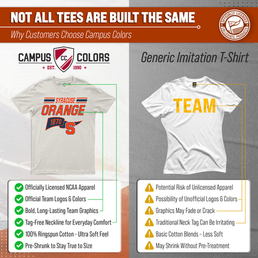 Syracuse Orange NCAA Adult Unisex Varsity Club Pennant T-Shirt Tag-Less - Off White