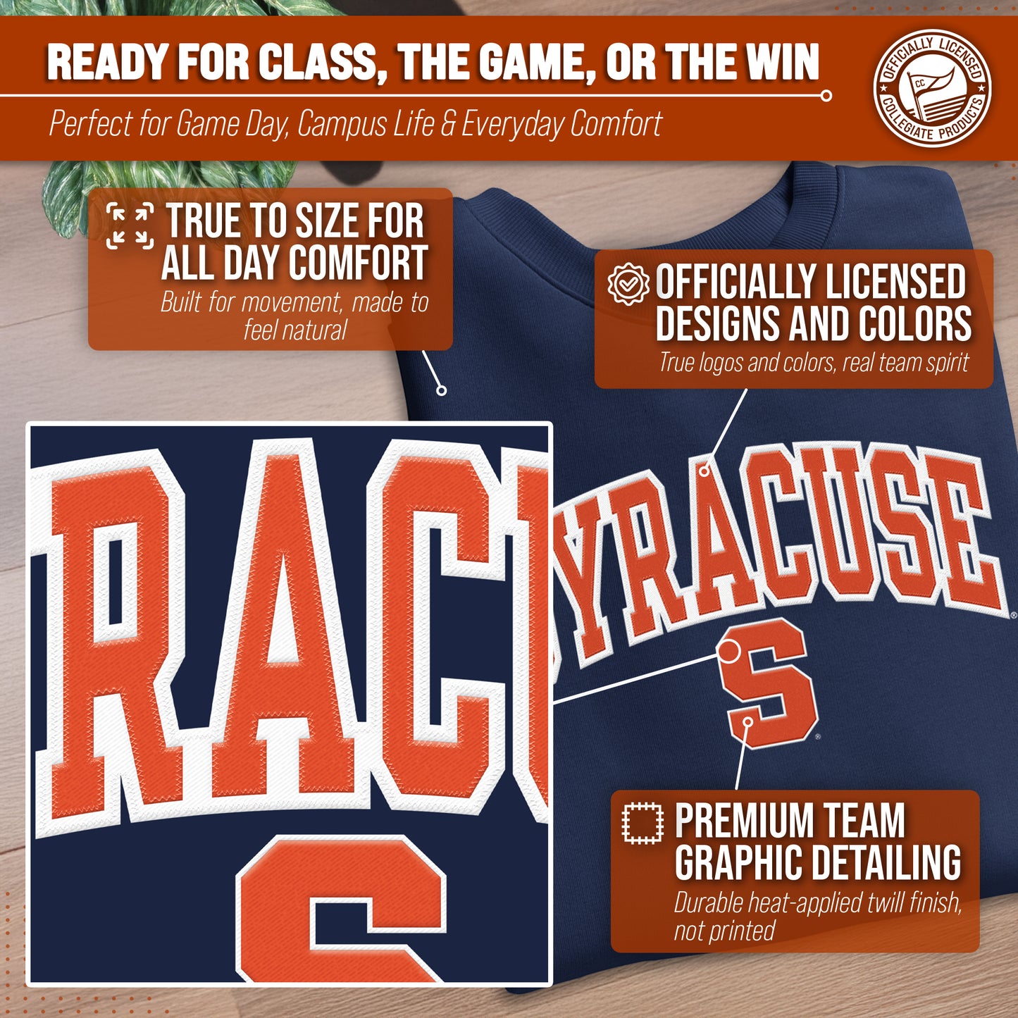 Syracuse Orange NCAA Adult Tackle Twill Crewneck Sweatshirt - Navy