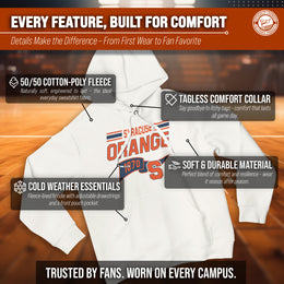 Syracuse Orange NCAA Adult Unisex Varsity Club Pennant Hooded Fleece Sweatshirt - Off White
