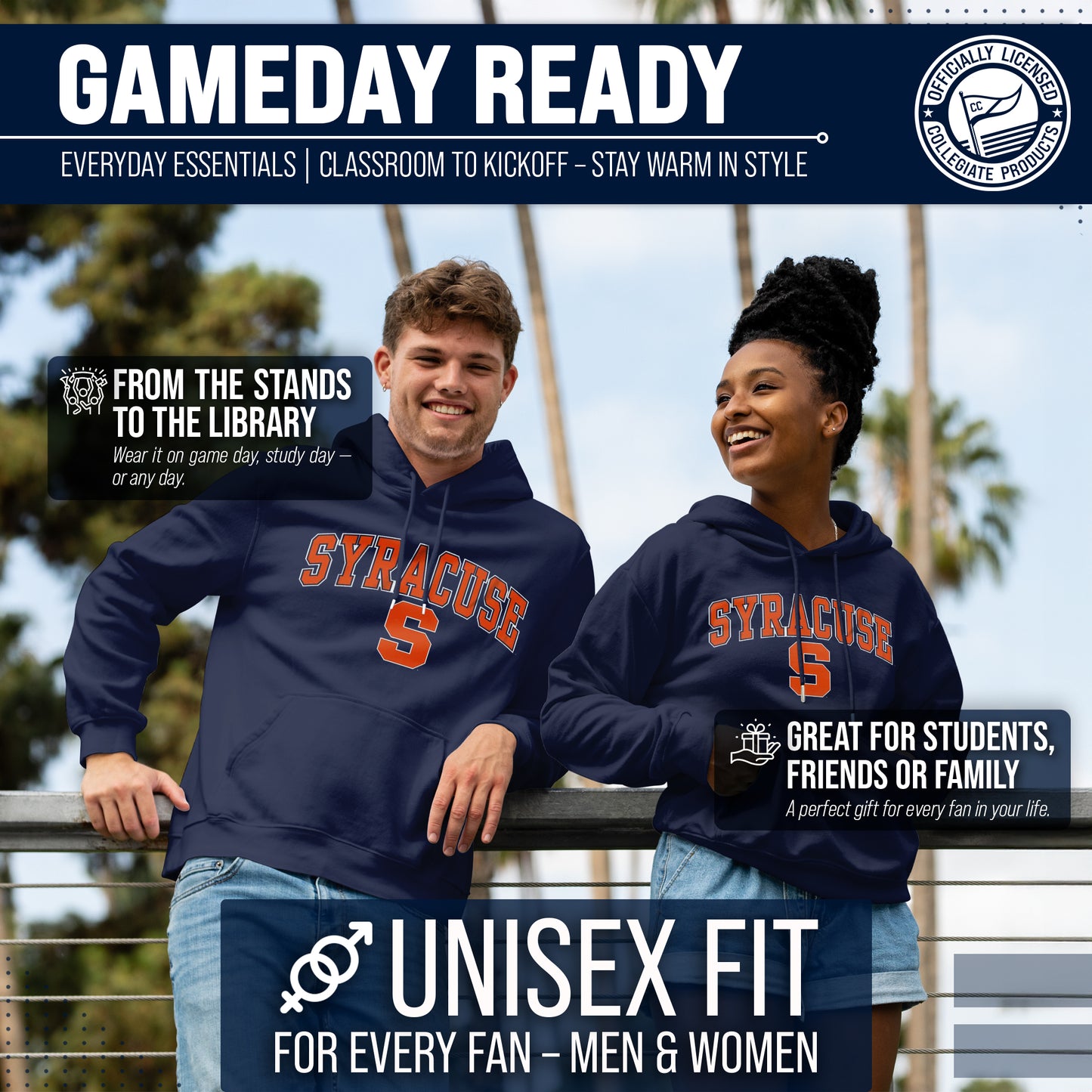 Syracuse Orange Adult Arch & Logo Soft Style Gameday Hooded Sweatshirt - Navy