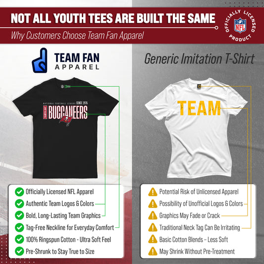 Tampa Bay Buccaneers NFL Youth Modern Endzone Football T-Shirt Unisex Tag Free Comfortable - Black