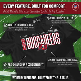 Tampa Bay Buccaneers NFL Youth Modern Endzone Football T-Shirt Unisex Tag Free Comfortable - Black