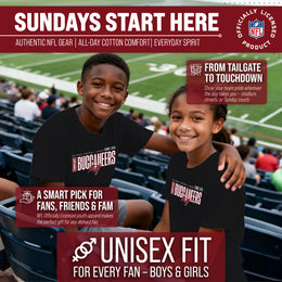 Tampa Bay Buccaneers NFL Youth Modern Endzone Football T-Shirt Unisex Tag Free Comfortable - Black