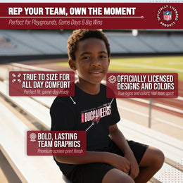 Tampa Bay Buccaneers NFL Youth Modern Endzone Football T-Shirt Unisex Tag Free Comfortable - Black