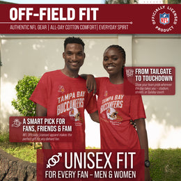 Tampa Bay Buccaneers NFL Adult Distressed Helmet Tag-Less T-Shirt - Red Heather