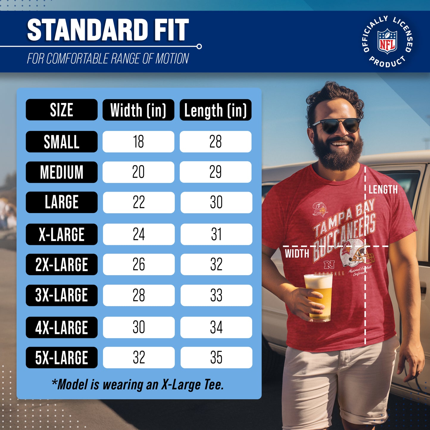 Tampa Bay Buccaneers NFL Adult Distressed Helmet Tag-Less T-Shirt - Red Heather