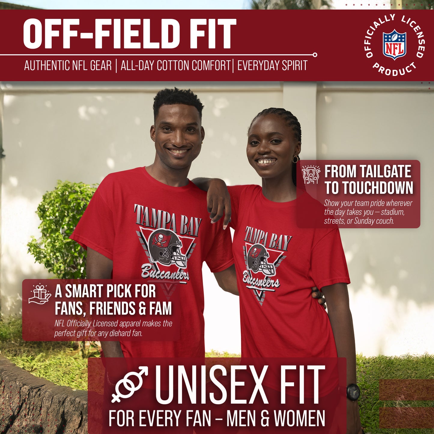 Tampa Bay Buccaneers NFL Adult Retro Triangle Unisex T-Shirt - Red