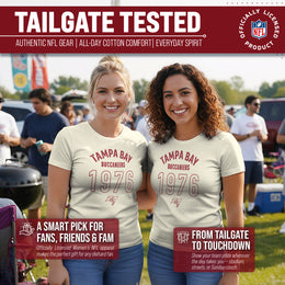 Tampa Bay Buccaneers NFL Womens Big Date Tag-Less T-Shirt - Natural