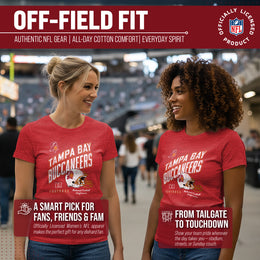 Tampa Bay Buccaneers NFL Womens Distressed Helmet Tag-Less Soft T-Shirt - Red Heather