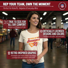 Tampa Bay Buccaneers NFL Womens Vintage Charm Tag-Less Soft T-Shirt - Birch