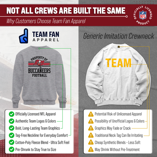 Tampa Bay Buccaneers NFL Adult Property Of Crewneck Fleece Sweatshirt - Sport Gray