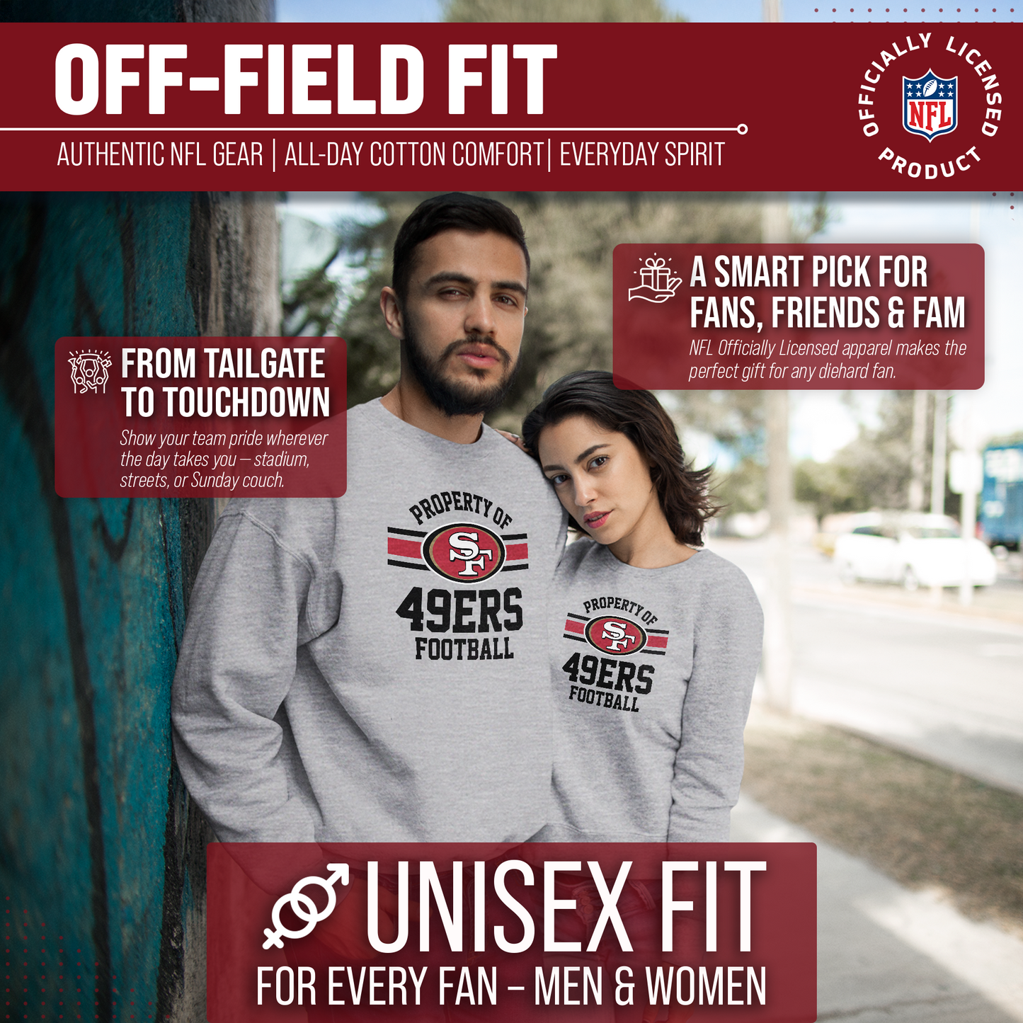 Tampa Bay Buccaneers NFL Adult Property Of Crewneck Fleece Sweatshirt - Sport Gray