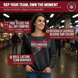 Tampa Bay Buccaneers NFL Womens Charcoal Crew Neck Football Apparel - Charcoal