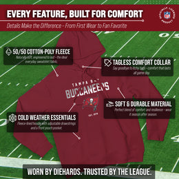 Tampa Bay Buccaneers Adult NFL Diagonal Fade Fleece Hooded Sweatshirt - Cardinal