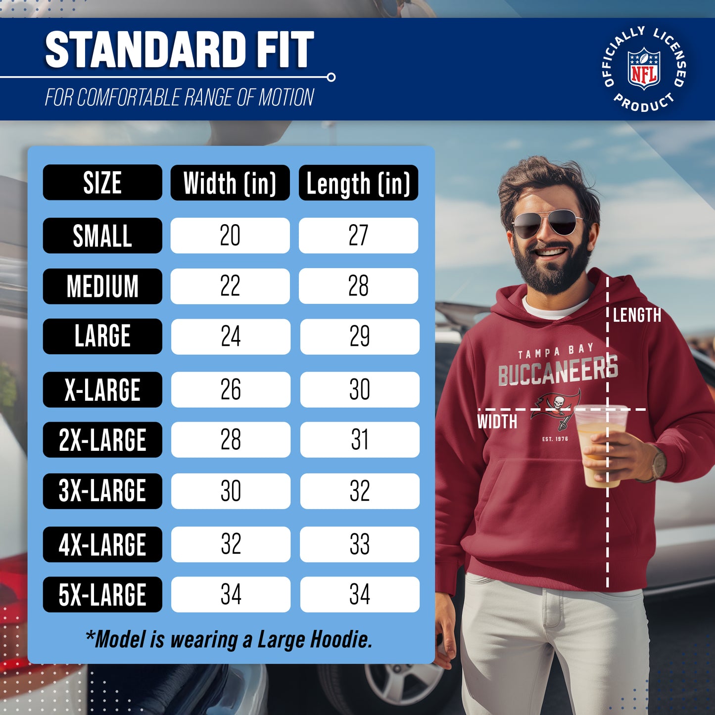 Tampa Bay Buccaneers Adult NFL Diagonal Fade Fleece Hooded Sweatshirt - Cardinal