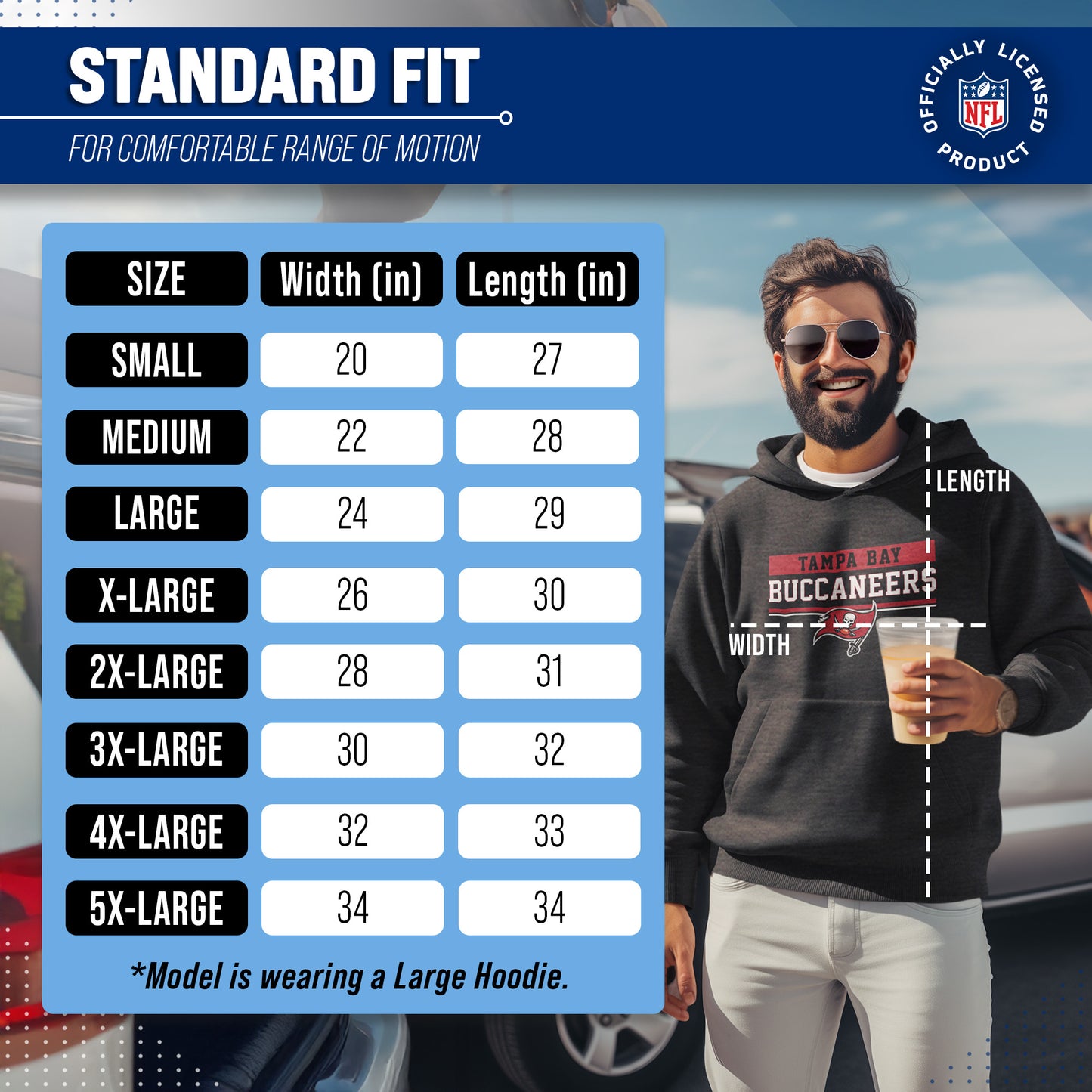 Tampa Bay Buccaneers NFL Adult Gameday Charcoal Hooded Sweatshirt - Charcoal