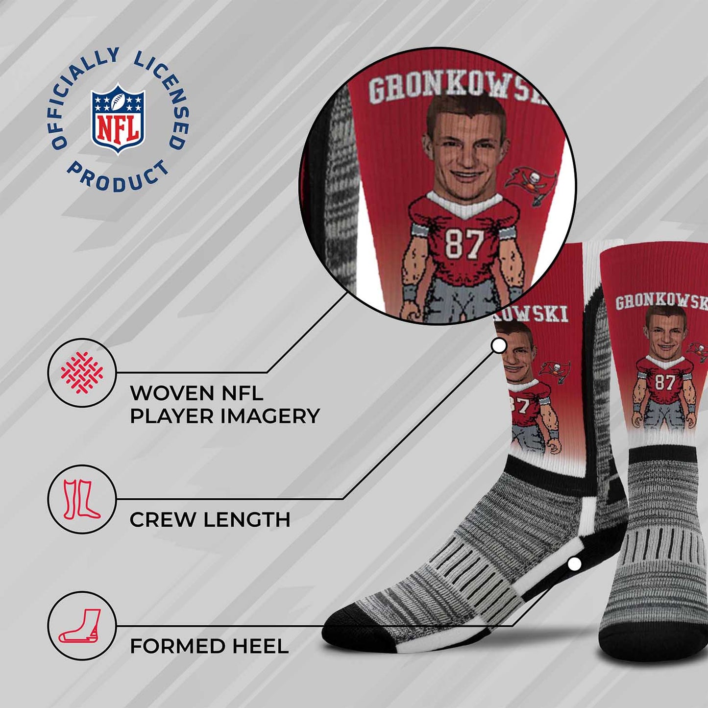 Tampa Bay Buccaneers NFL Adult V Curve MVP Player Crew Socks - Cardinal