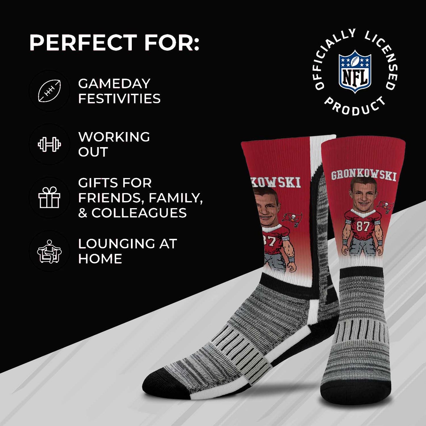 Tampa Bay Buccaneers NFL Adult V Curve MVP Player Crew Socks - Cardinal