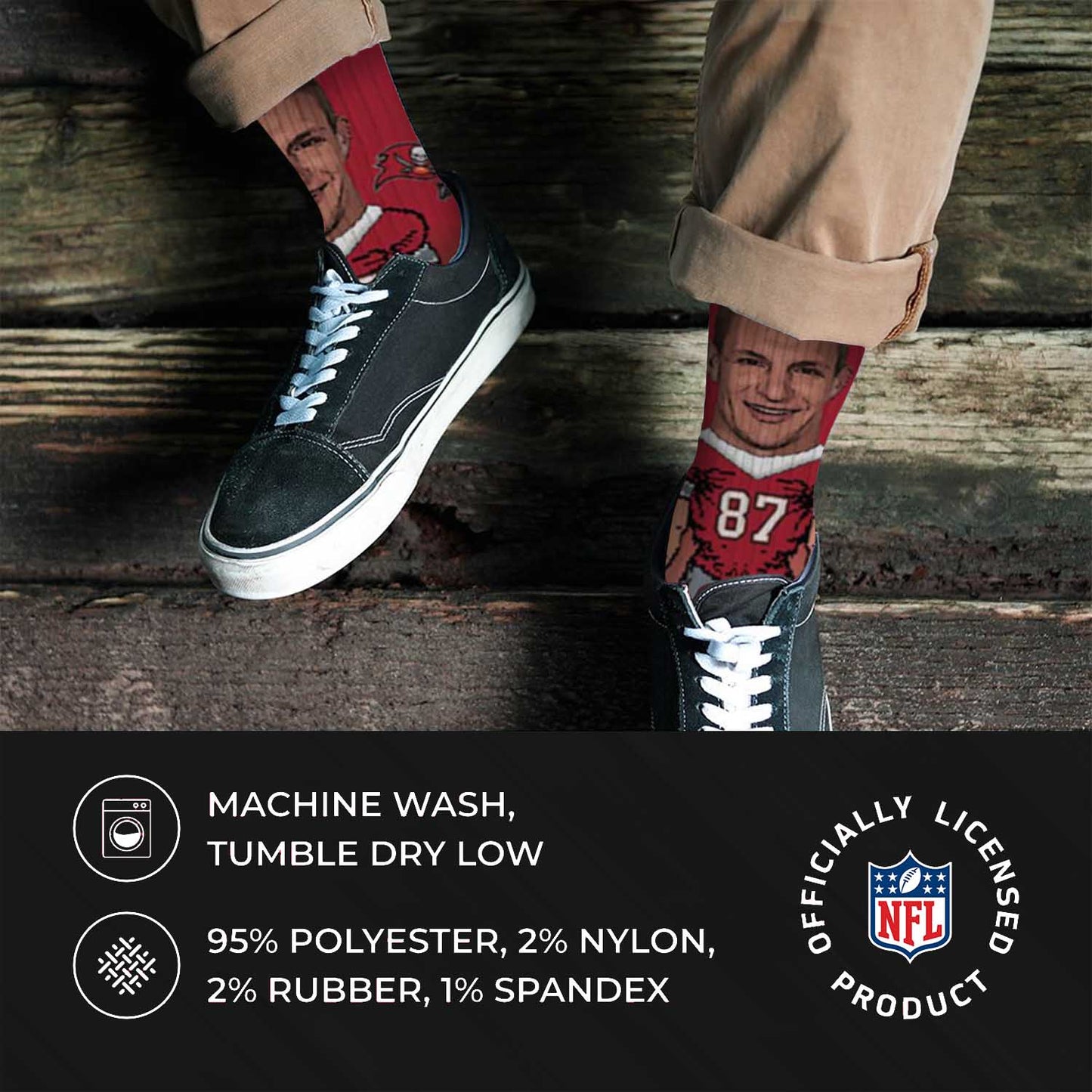 Tampa Bay Buccaneers NFL Adult V Curve MVP Player Crew Socks - Cardinal