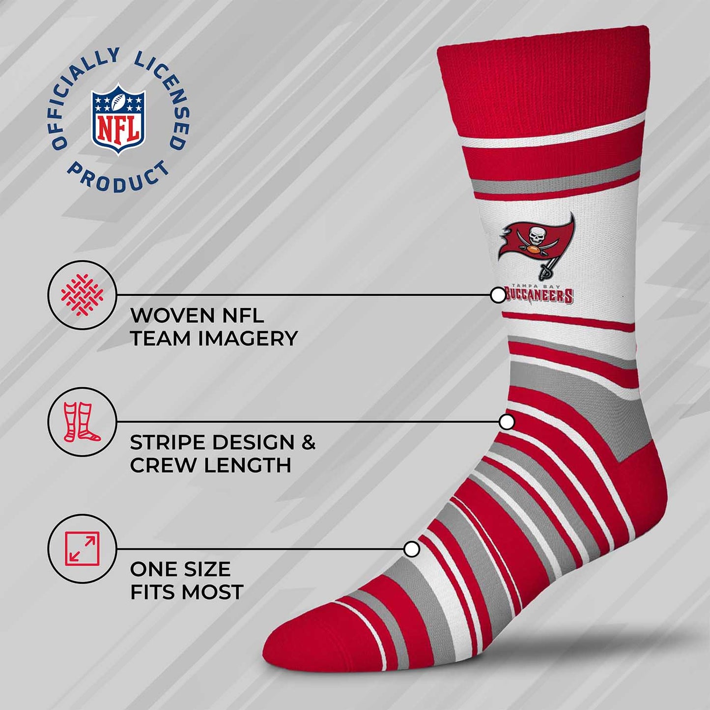 Tampa Bay Buccaneers NFL Adult Striped Dress Socks - Red