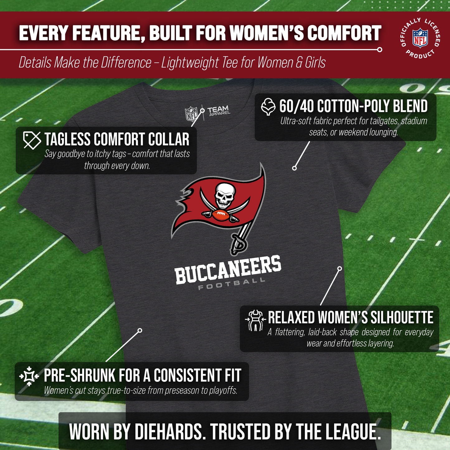 Tampa Bay Buccaneers Women's NFL Ultimate Fan Logo Short Sleeve T-Shirt - Black