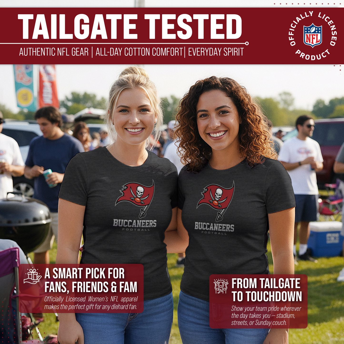 Tampa Bay Buccaneers Women's NFL Ultimate Fan Logo Short Sleeve T-Shirt - Black