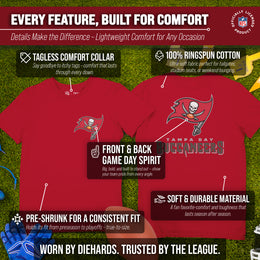 Tampa Bay Buccaneers NFL Pro Football Final Countdown Adult Cotton-Poly Short Sleeved T-Shirt For Men & Women - Cardinal