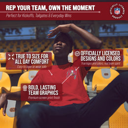 Tampa Bay Buccaneers NFL Pro Football Final Countdown Adult Cotton-Poly Short Sleeved T-Shirt For Men & Women - Cardinal