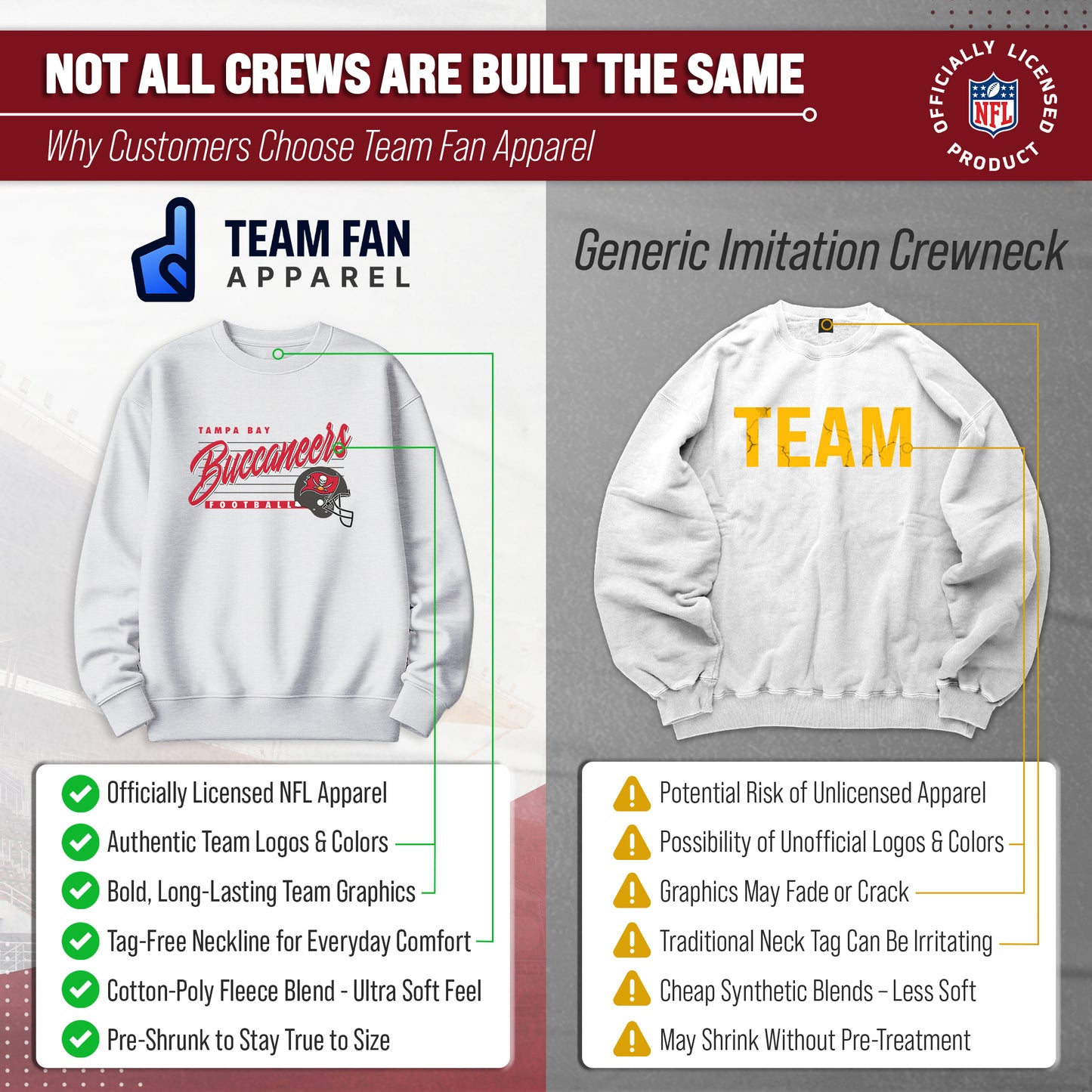 Tampa Bay Buccaneers Womens NFL Scrimmage Line Crewneck Pullover - Gray Heather