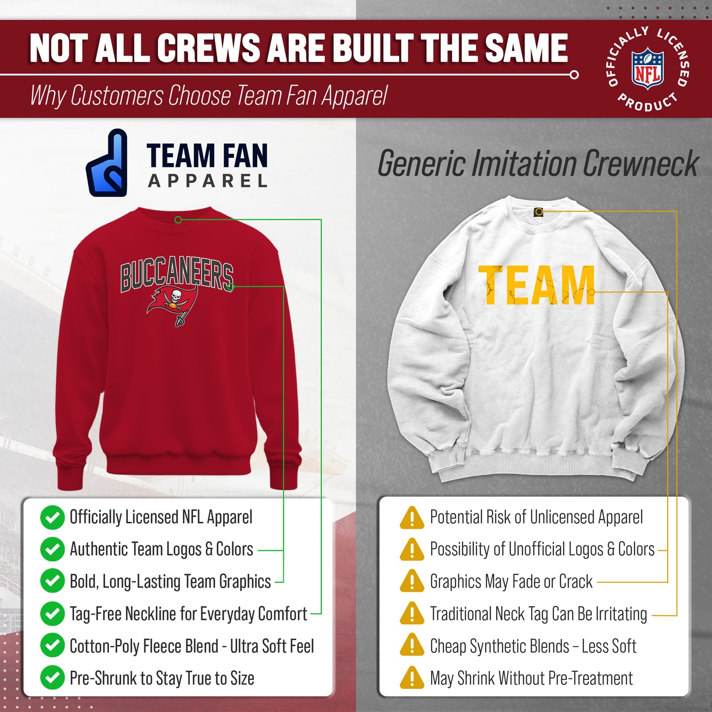 Tampa Bay Buccaneers NFL Home Team Crew - Cardinal