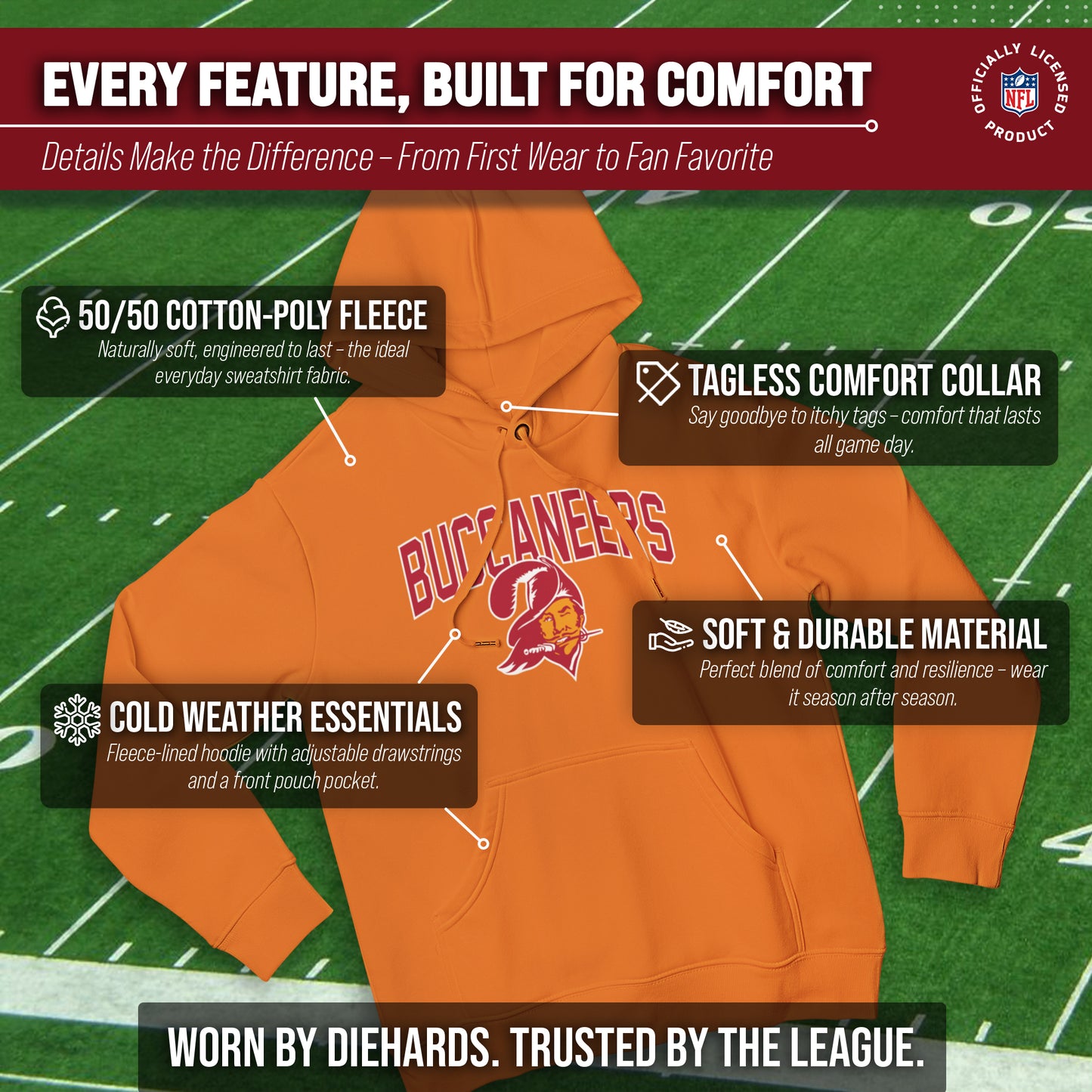 Tampa Bay Buccaneers NFL Home Team Hoodie - Orange