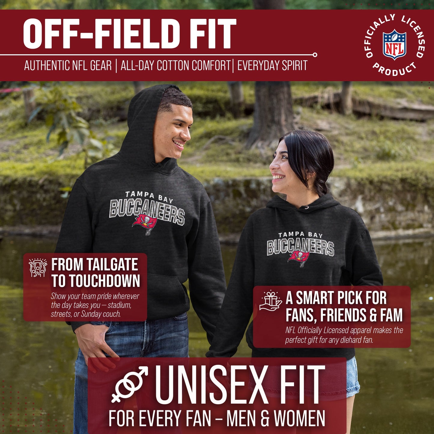 Tampa Bay Buccaneers NFL Adult Unisex Starting Fresh Ultra Soft Fleece Hooded Sweatshirt - Black Heather