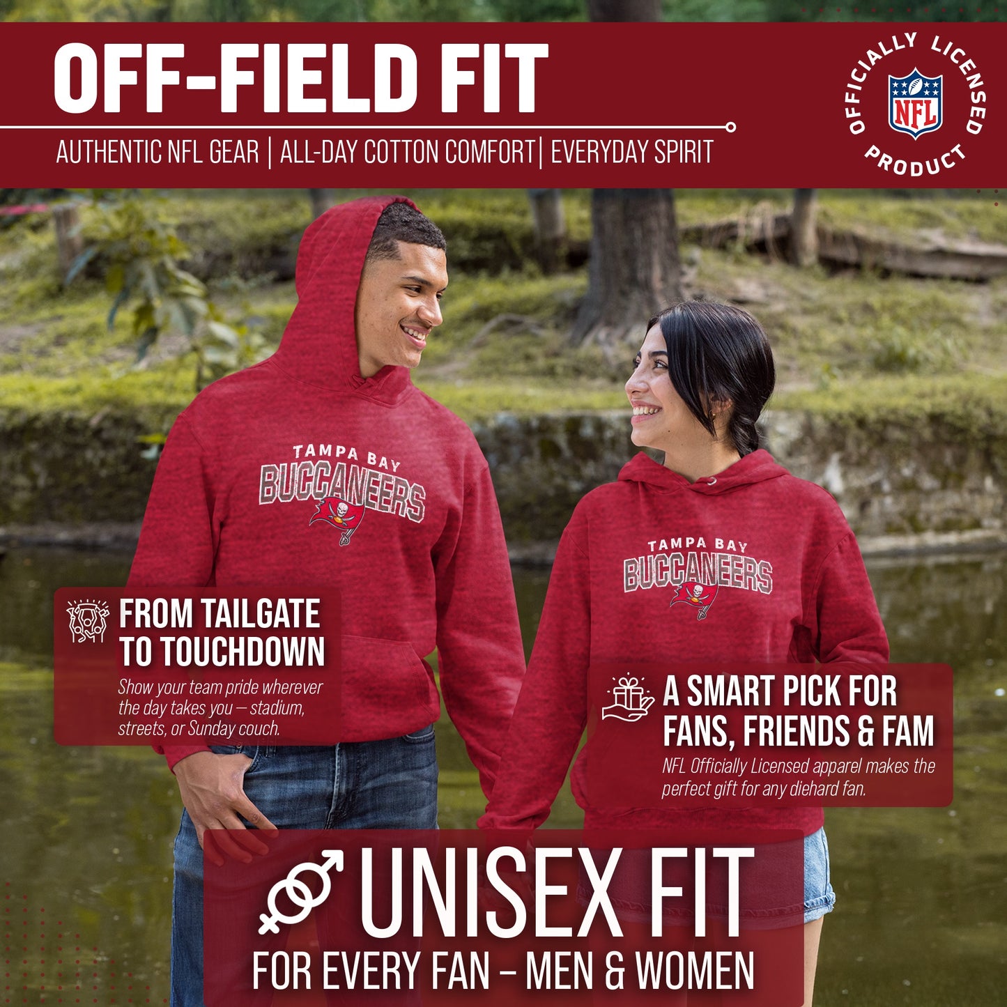 Tampa Bay Buccaneers NFL Adult Unisex Starting Fresh Ultra Soft Fleece Hooded Sweatshirt - Cardinal