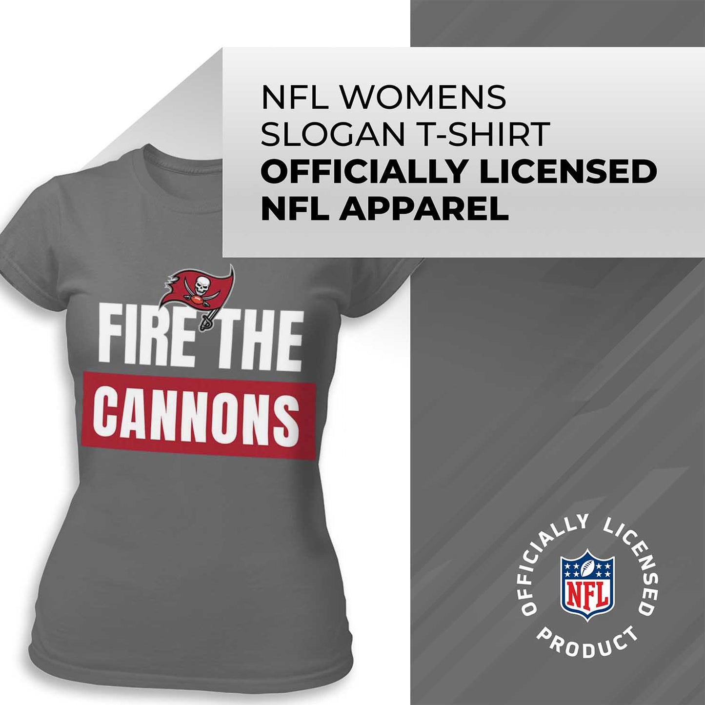 Tampa Bay Buccaneers NFL Womens Team Slogan Short Sleeve Tshirt - Sport Gray