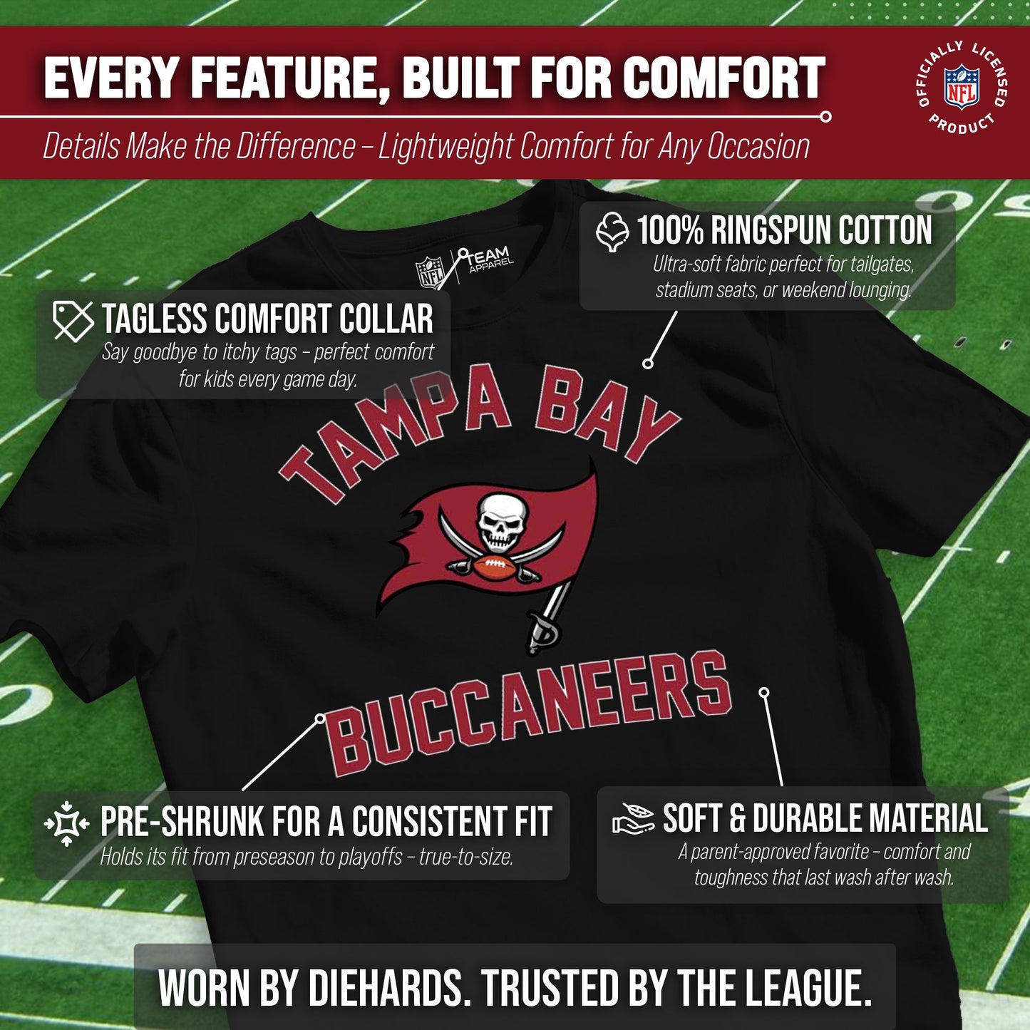 Tampa Bay Buccaneers NFL Youth Gameday Football T-Shirt - Black