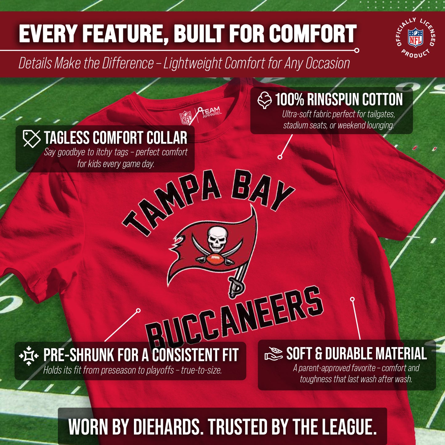 Tampa Bay Buccaneers NFL Youth Gameday Football T-Shirt - Red