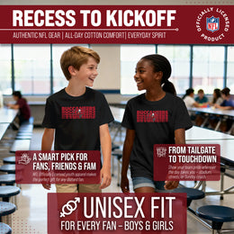 Tampa Bay Buccaneers NFL Youth Repeating Logo Football T-Shirt Unisex Tag Free Comfortable - Black