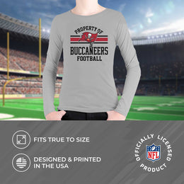 Tampa Bay Buccaneers NFL Youth Property Of Long Sleeve Lightweight T Shirt - Sport Gray