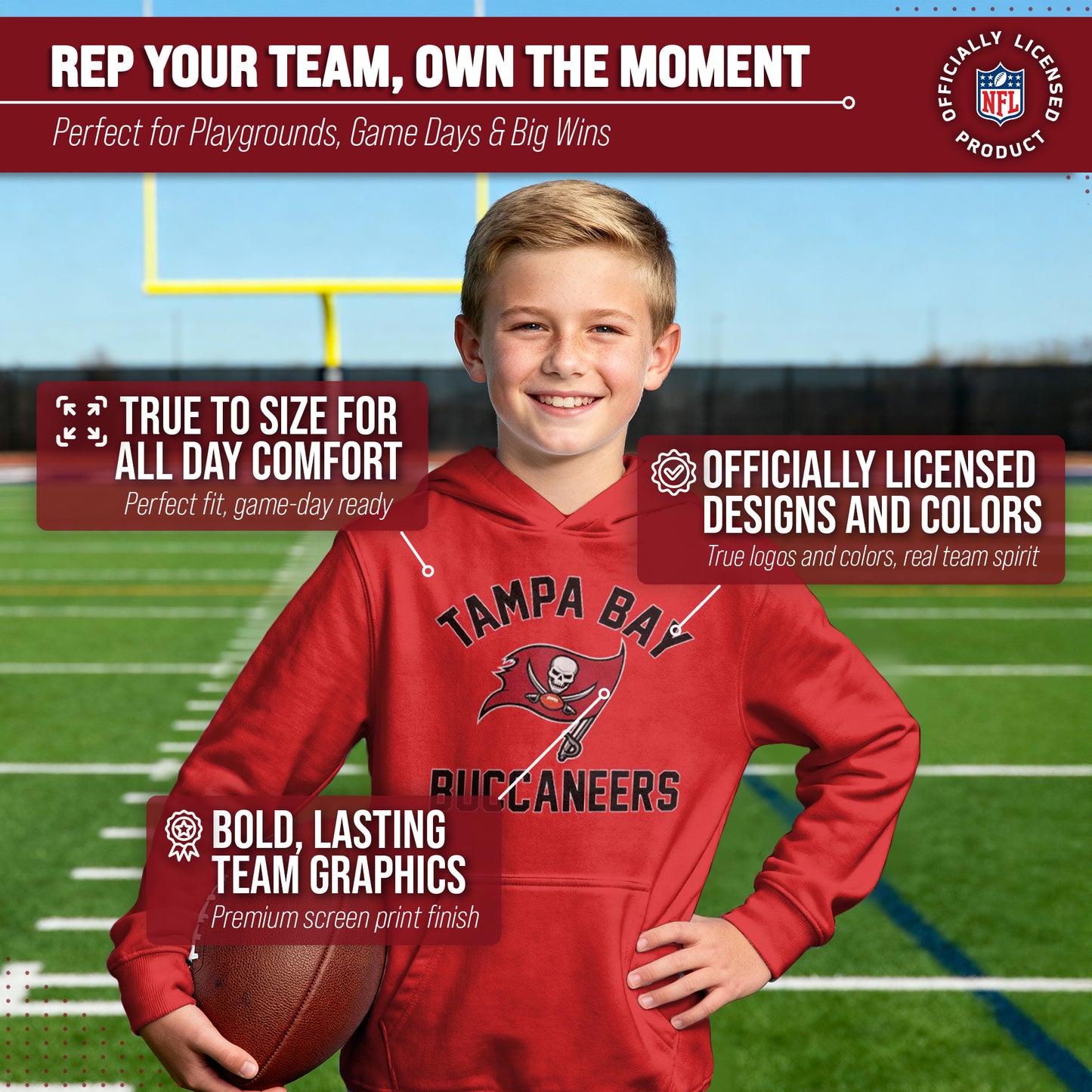 Tampa Bay Buccaneers NFL Youth Gameday Hooded Sweatshirt - Red