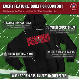 Tampa Bay Buccaneers NFL Youth Repeating Logo Football Fleece Hooded Sweatshirt - Black