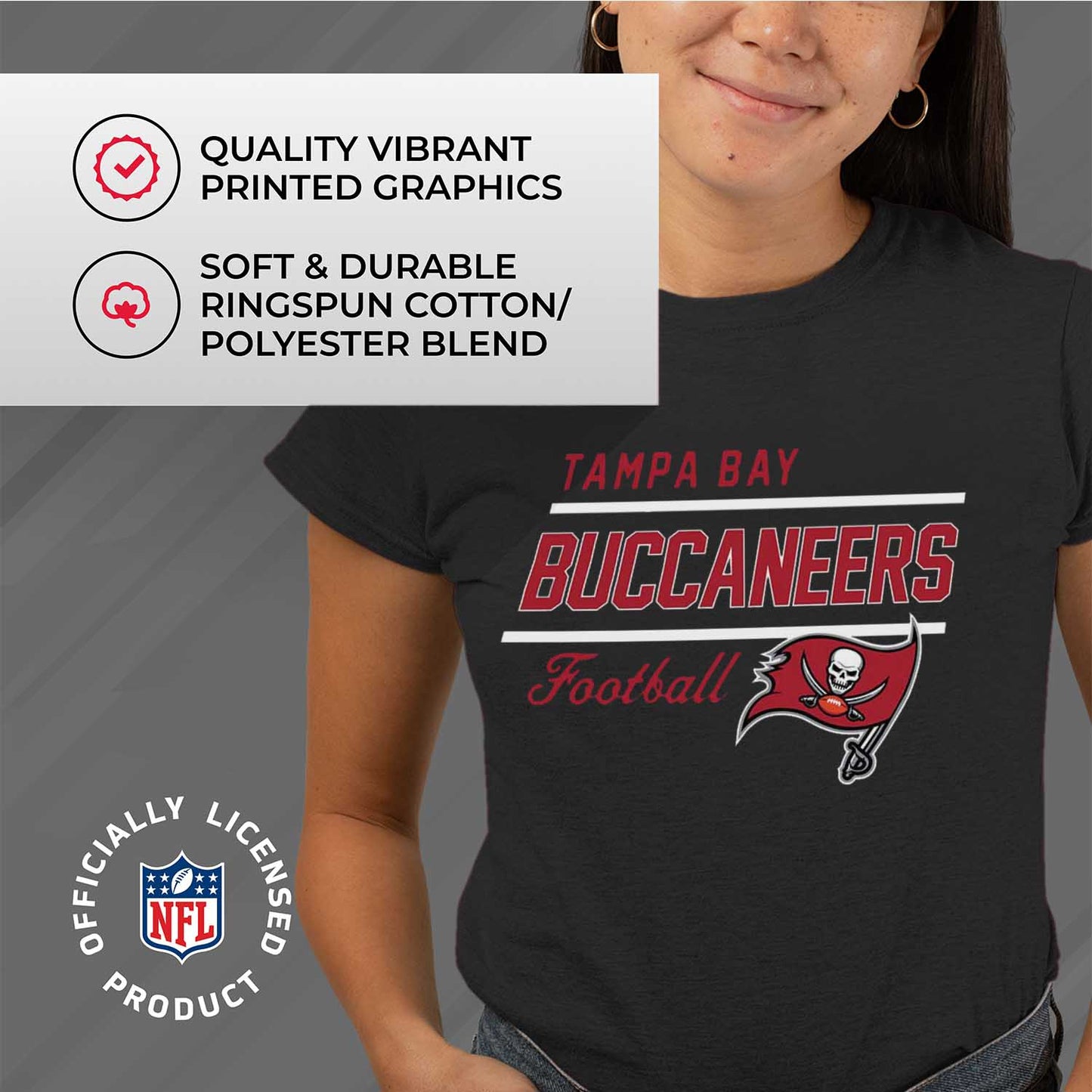 Tampa Bay Buccaneers NFL Womens Plus Size Relaxed Fit T-Shirt - Black