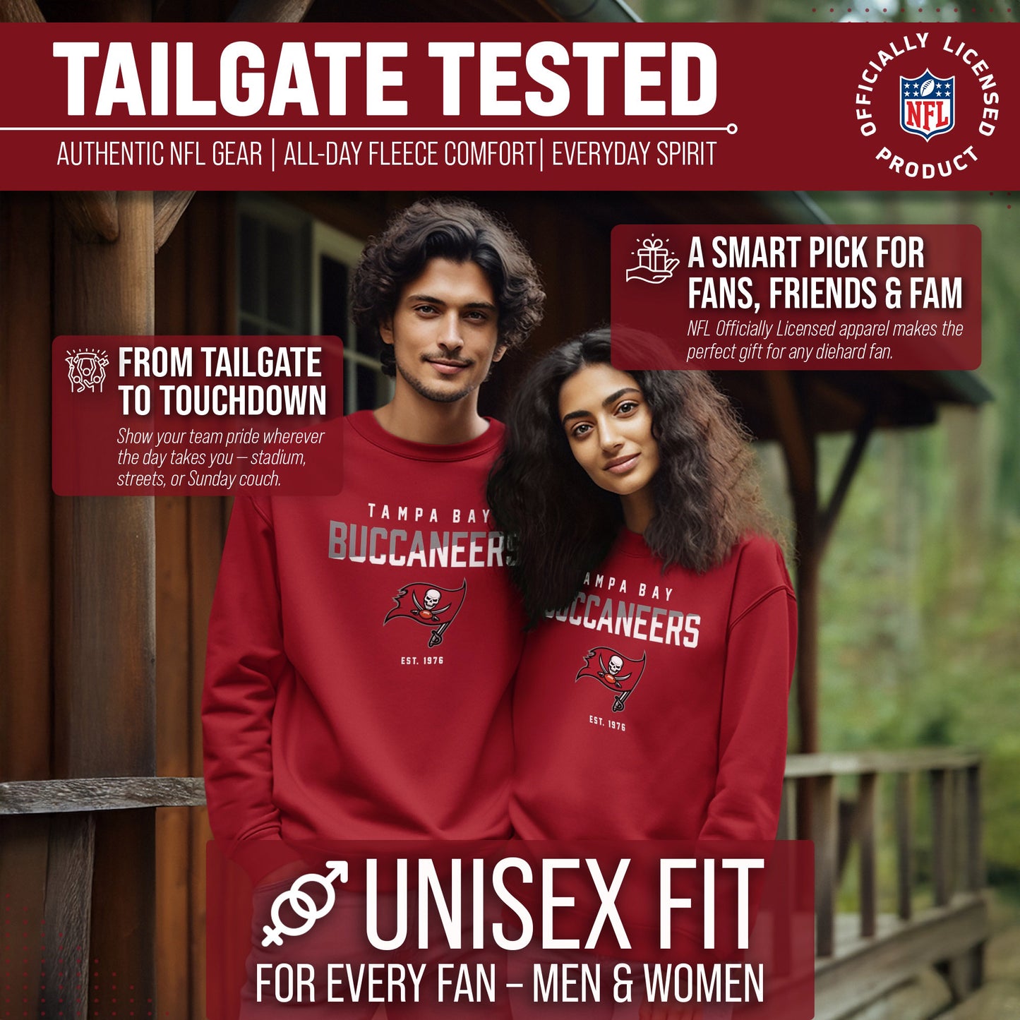 Tampa Bay Buccaneers Adult NFL Diagonal Fade Color Block Crewneck Sweatshirt - Cardinal