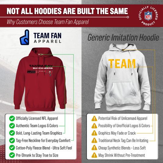 Tampa Bay Buccaneers Adult NFL Speed Stat Sheet Fleece Hooded Sweatshirt - Cardinal