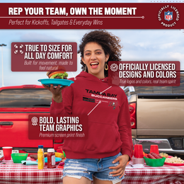 Tampa Bay Buccaneers Adult NFL Speed Stat Sheet Fleece Hooded Sweatshirt - Cardinal